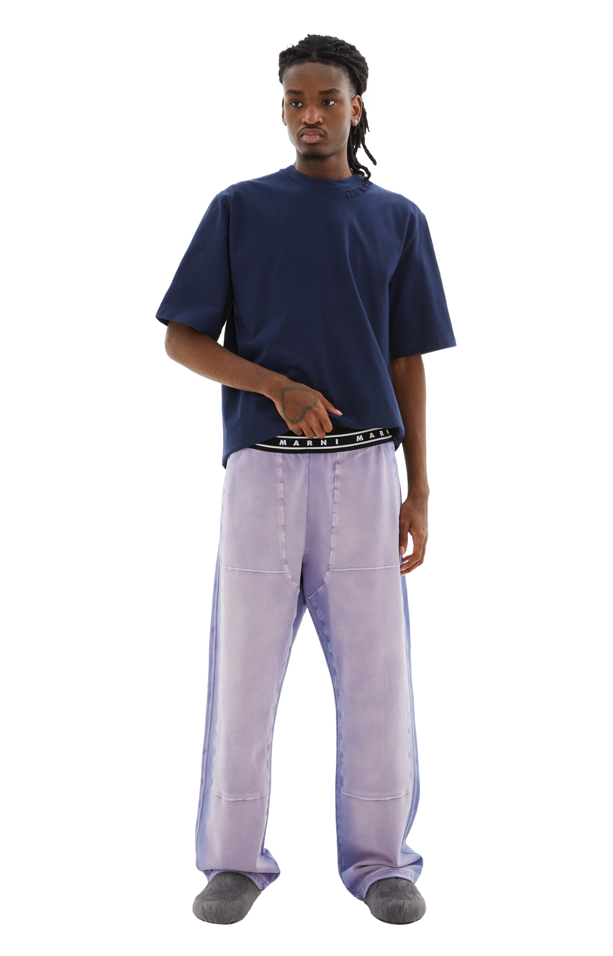 Shop Marni Track Trousers W/branded Waistband In Purple