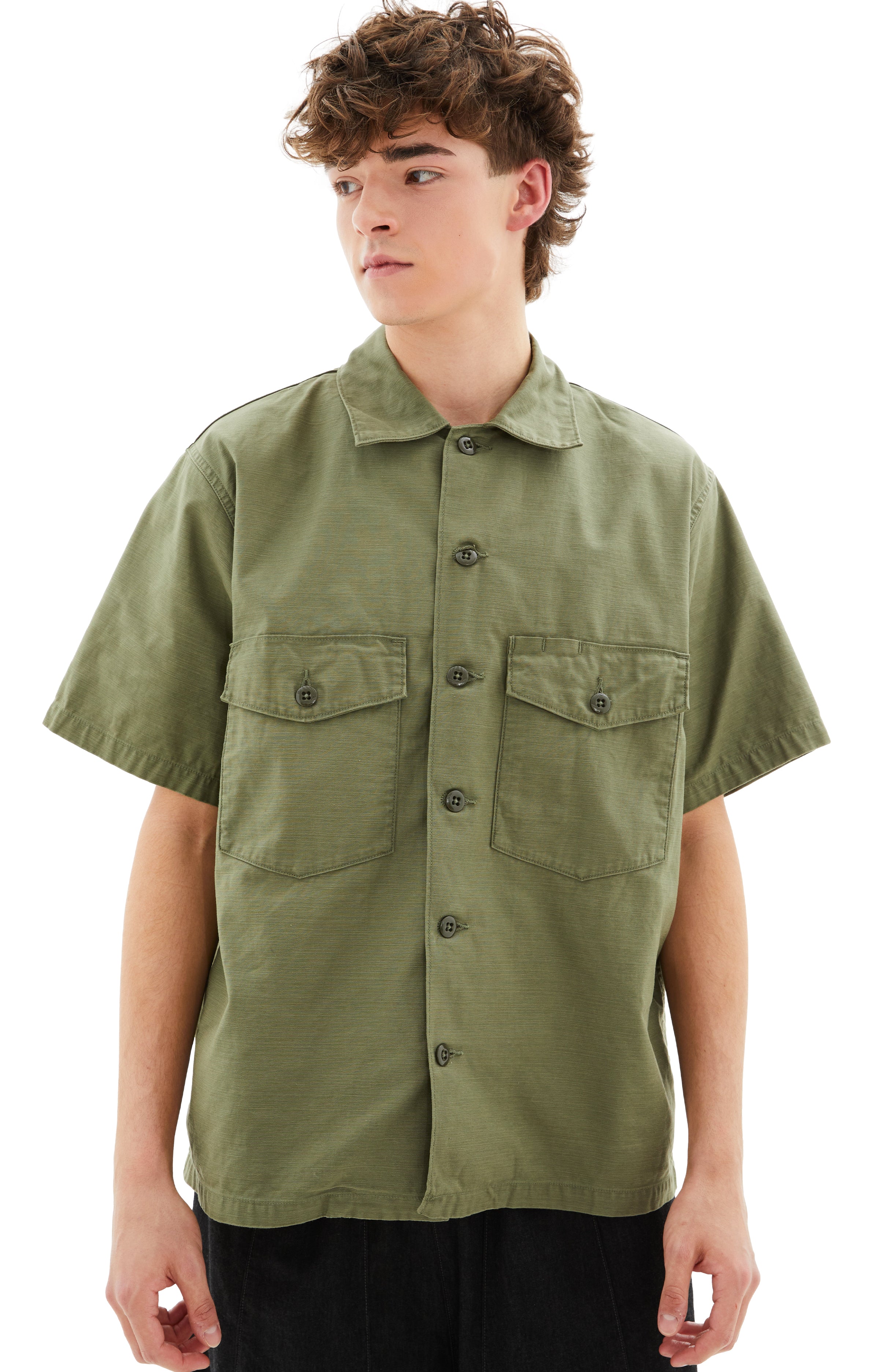 Shop Needles S/s Fatigue Shirt In Olive