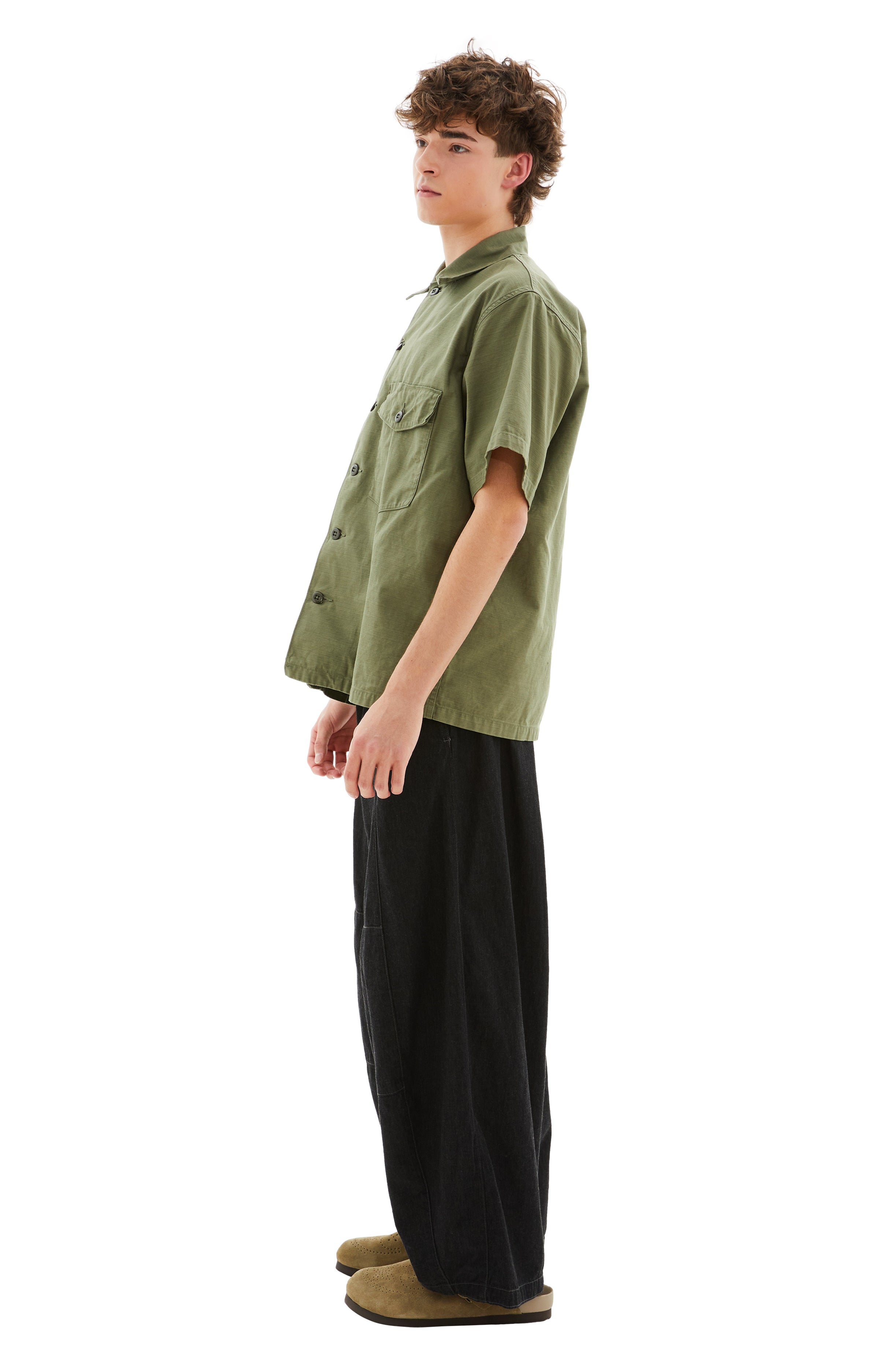 Shop Needles S/s Fatigue Shirt In Olive