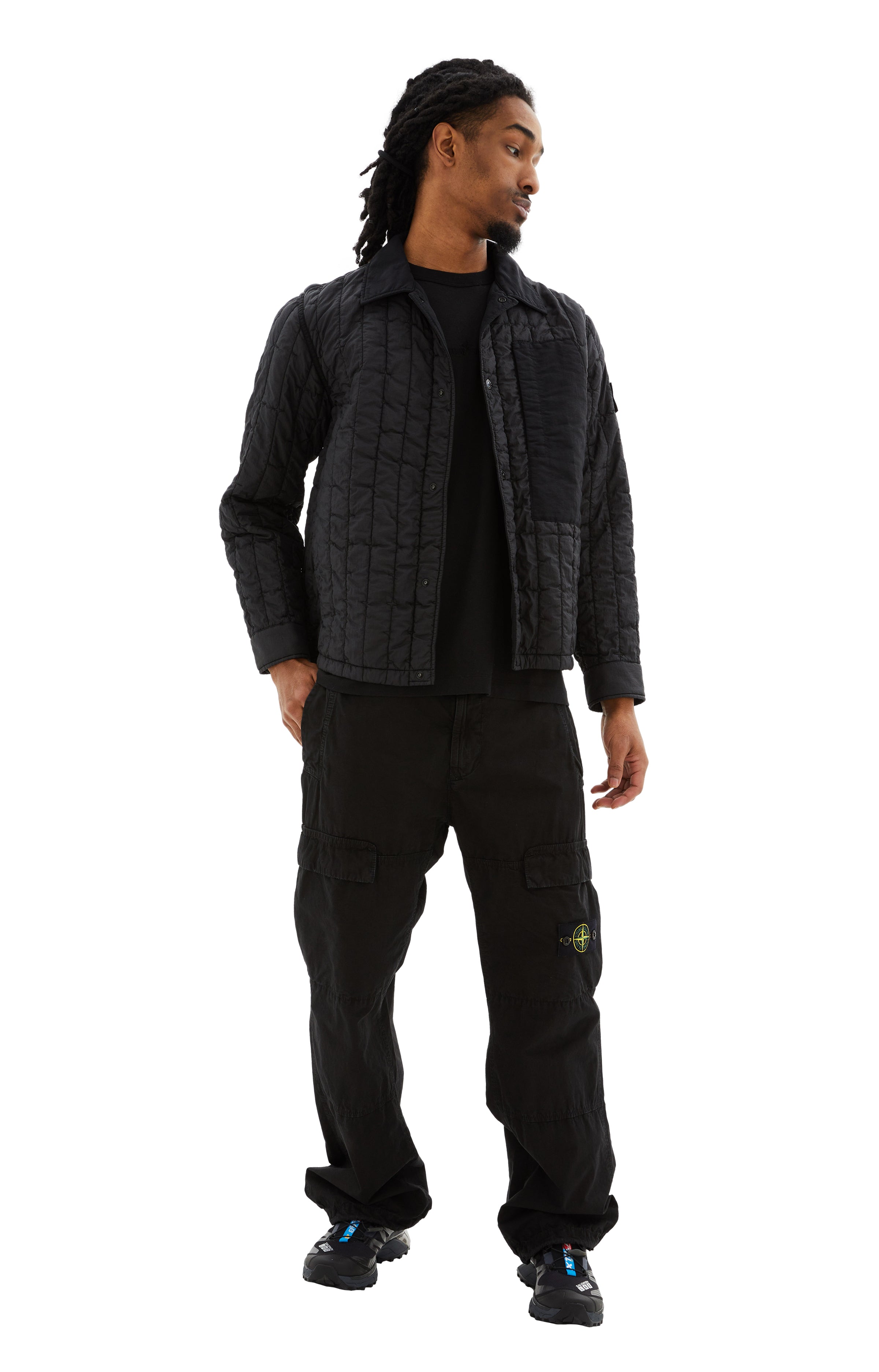 Shop Stone Island Quilted Nylon Tela Jacket In Black