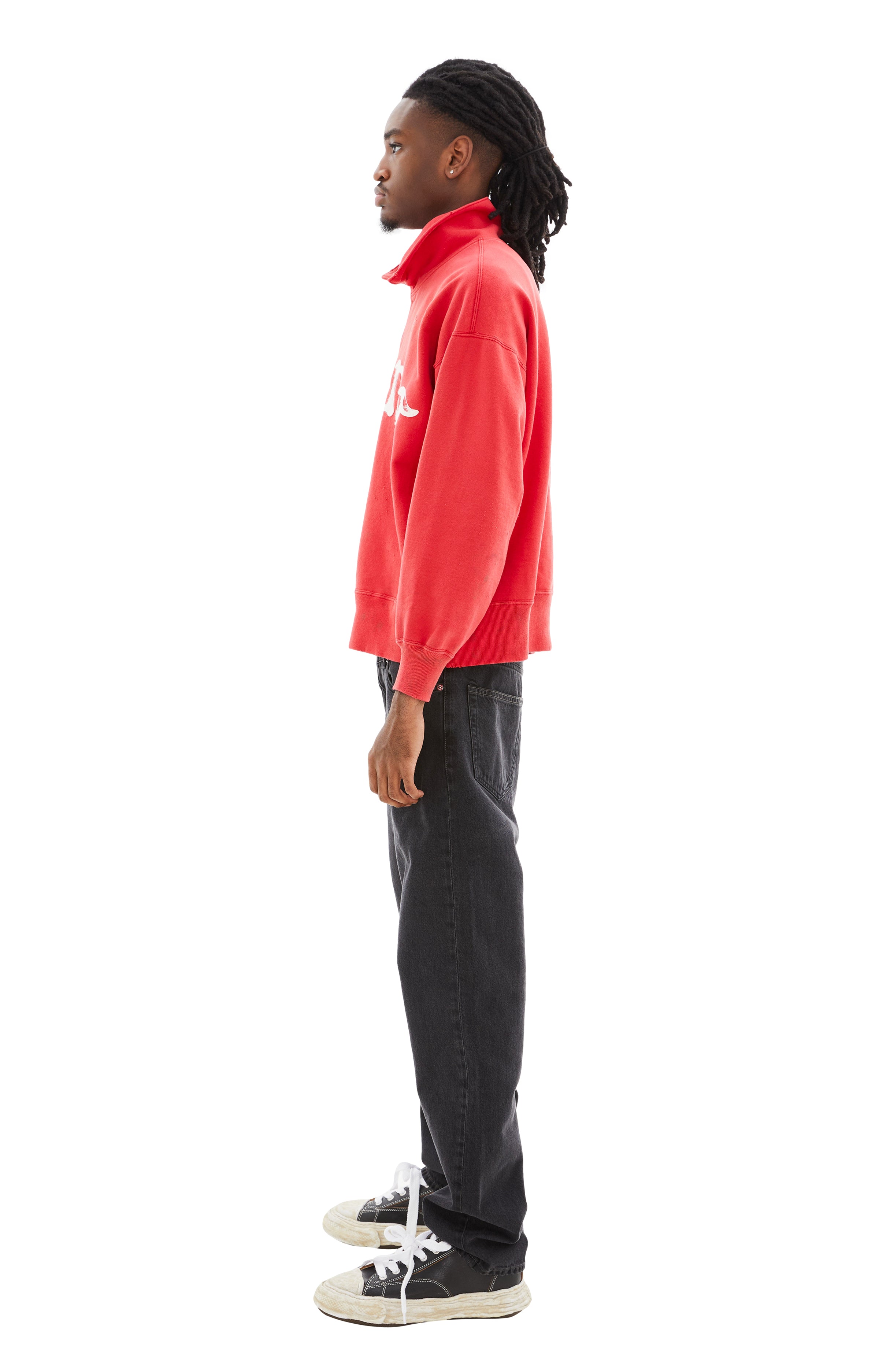Shop Saint Michael Half-zip Saint Logo Sweatshirt In Red