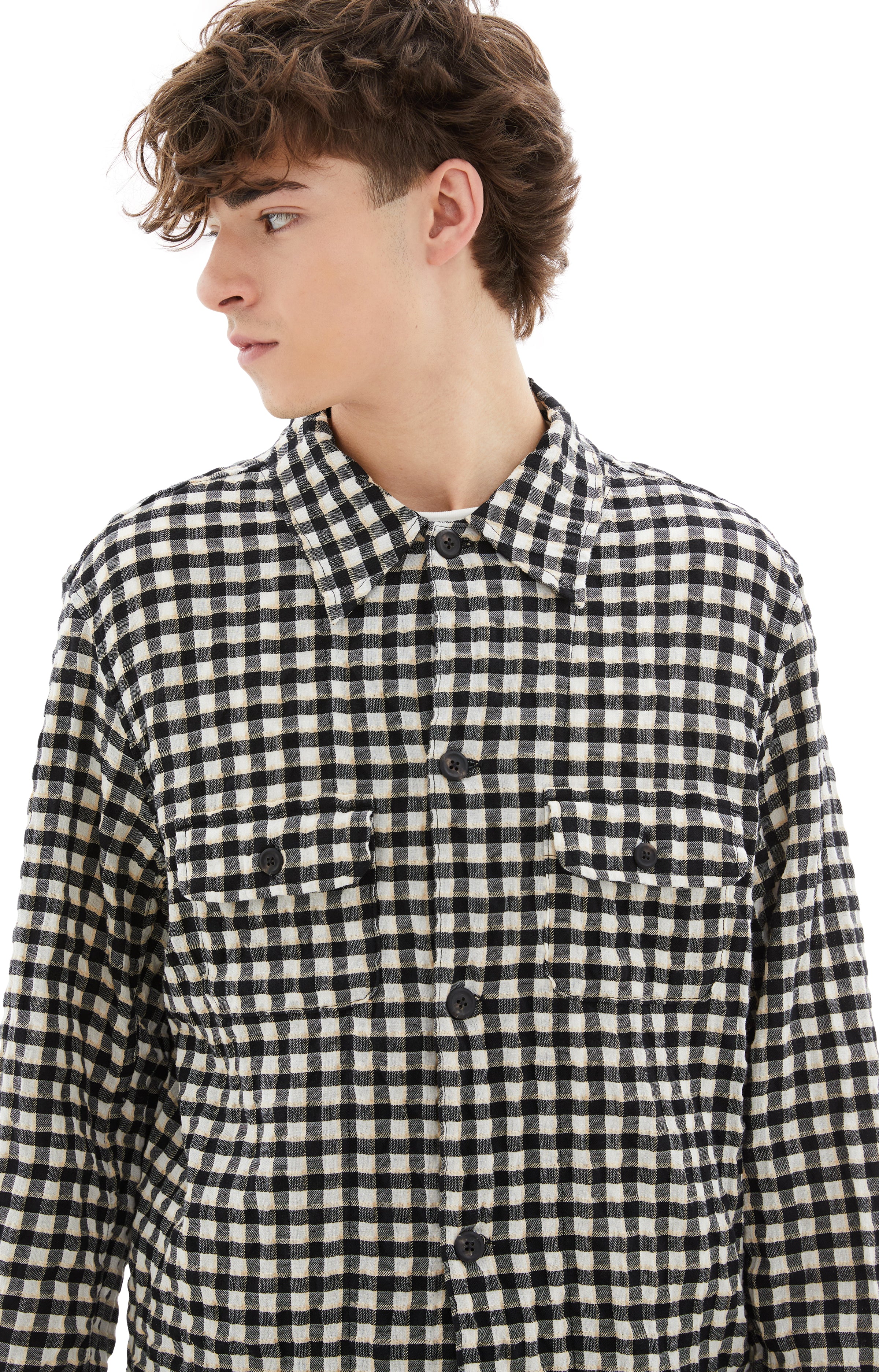 Shop Our Legacy Checked Coach Shirt In White/black