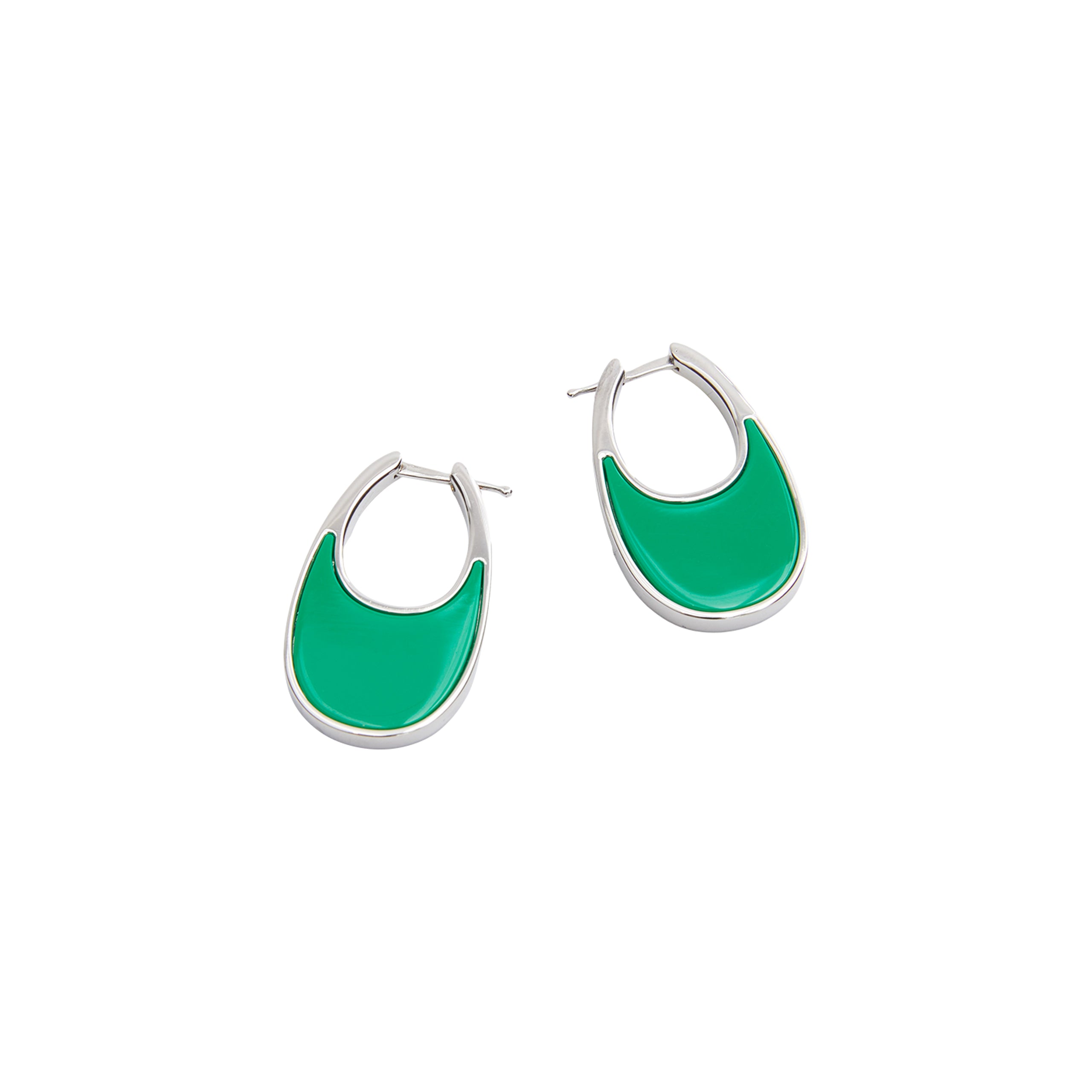 Shop Coperni Lacquered Medium Swipe Earring In Green