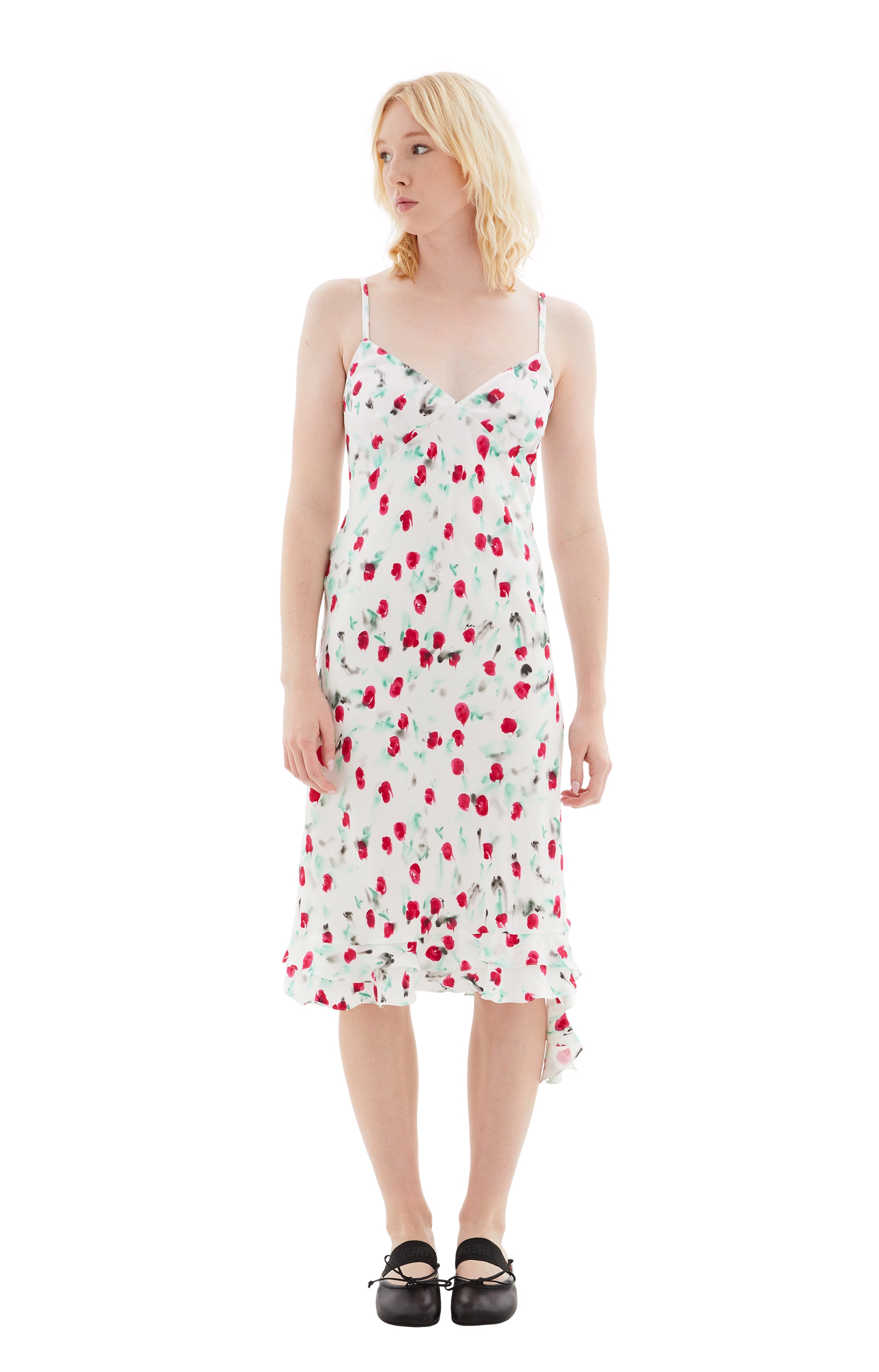 Shop Marni Midi Robe Dress In Rew01 Lily White