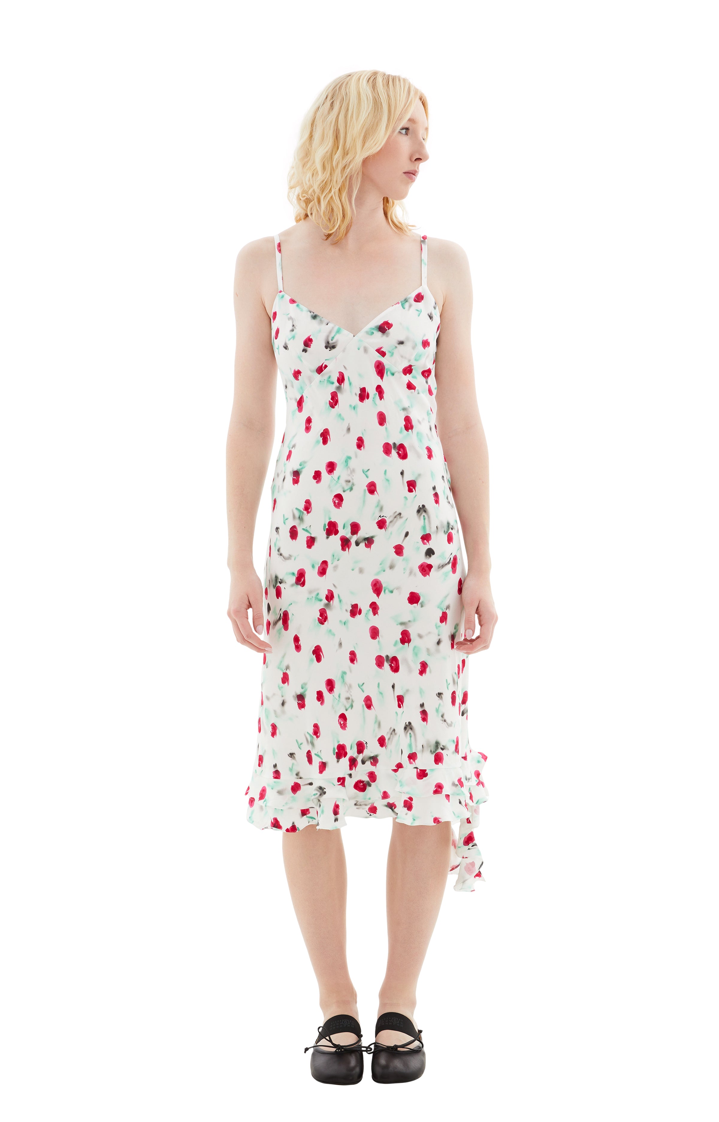 Shop Marni Midi Robe Dress In Rew01 Lily White