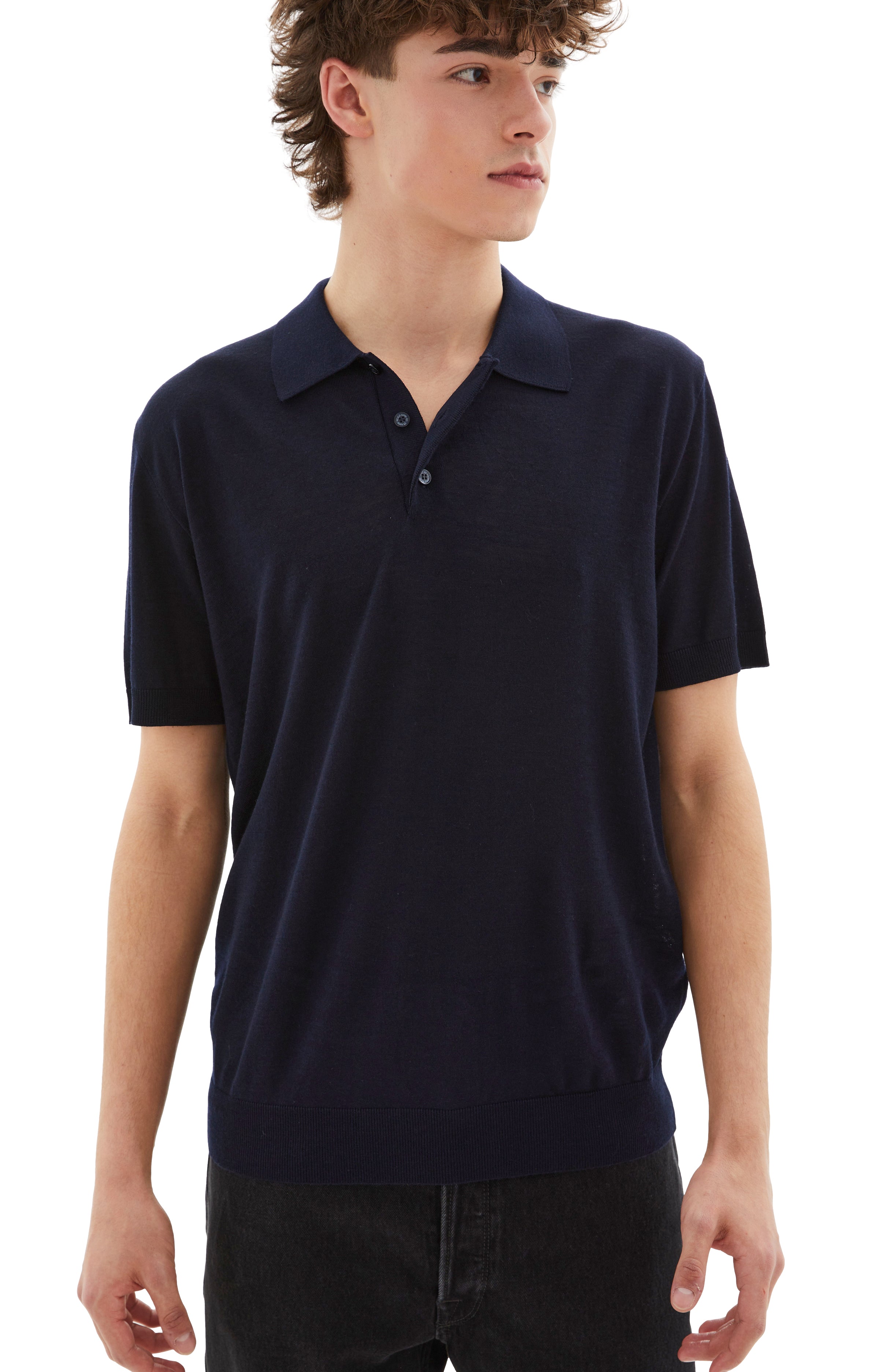 Shop Golden Goose Men's Knitted Polo T-shirt In Navy