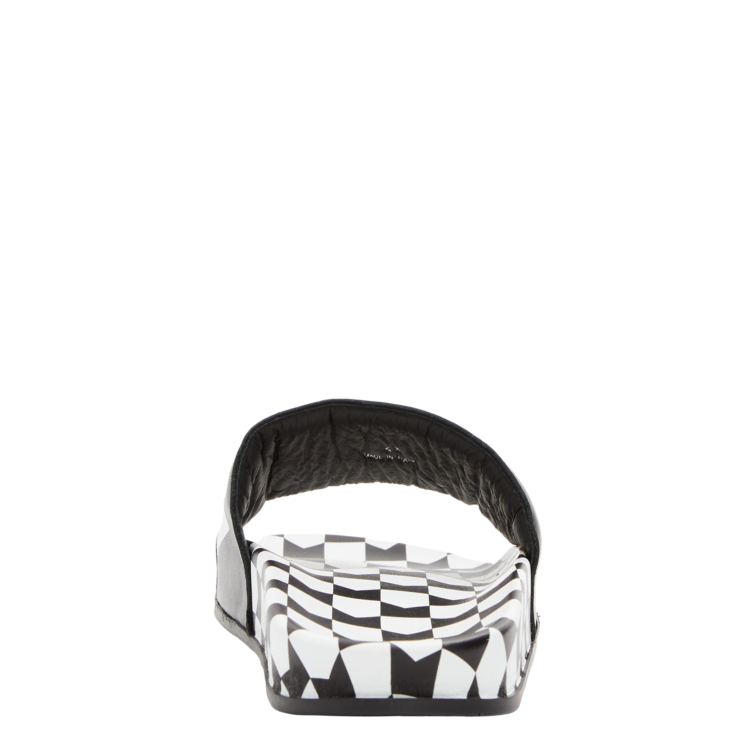 Shop Rhude Checkered Leather Slide In Black/vtg White