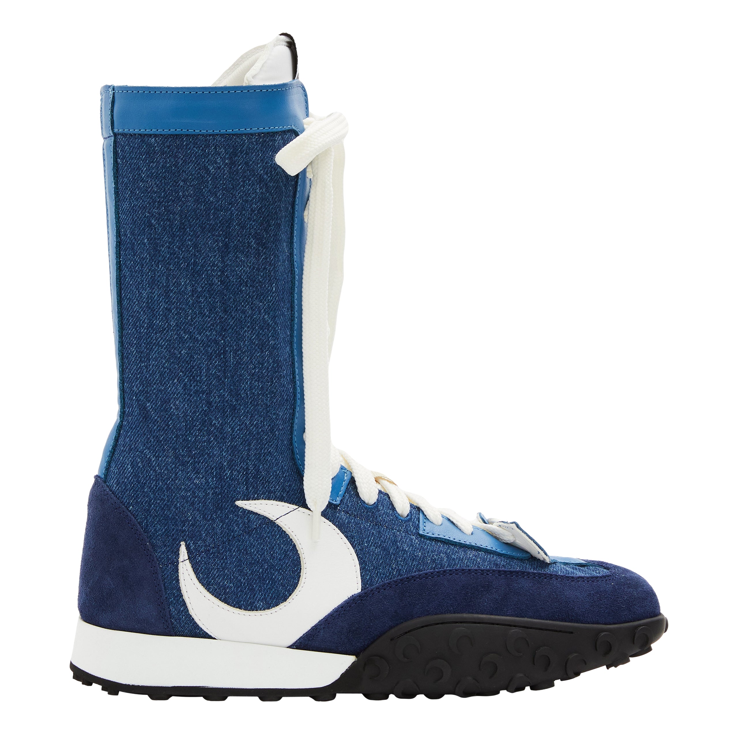 Shop Marine Serre Ds Denim Ms Rise High Sneakers In Blue