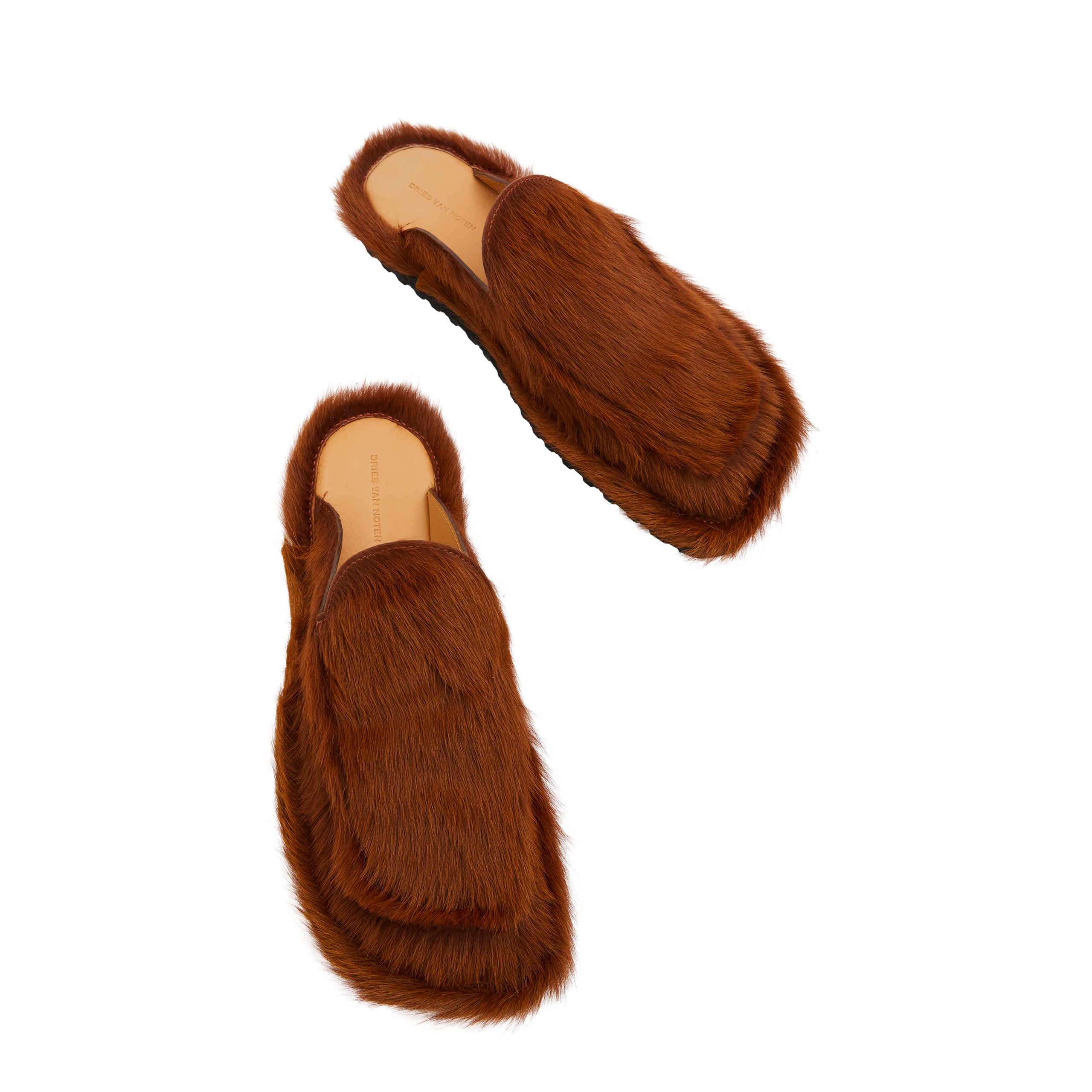 Shop Dries Van Noten Fur Slides In Brown