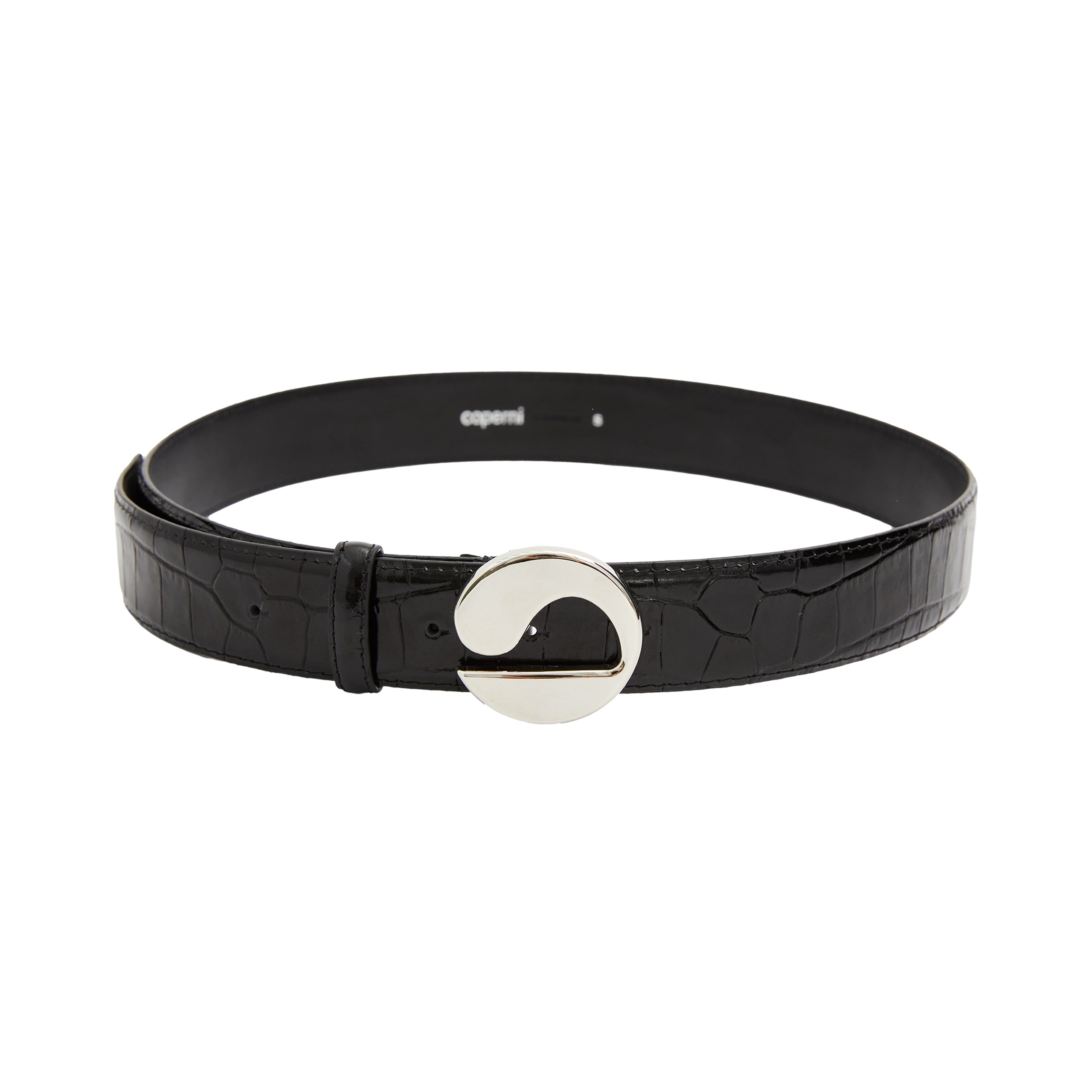 Shop Coperni Croco  Leather Belt In Black