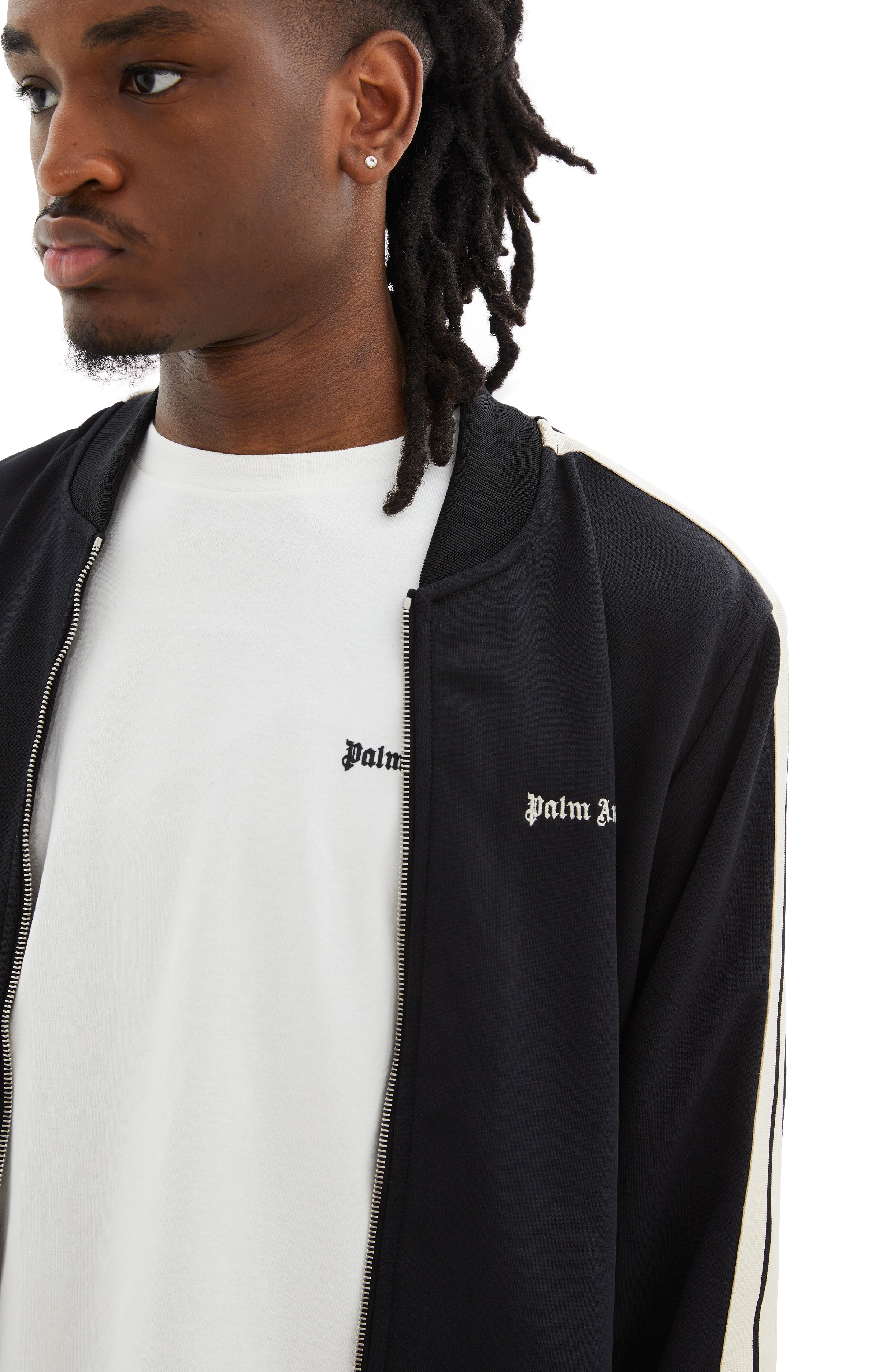 Shop Palm Angels Classic Logo Bomber Track Jacket In Black/off White