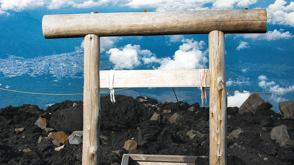 torii gate atop mount fuji
