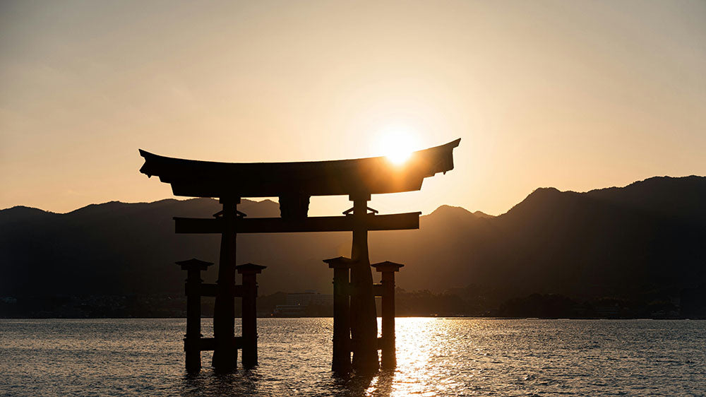 image of a shrine at sunrise symbolizing Amaterasu