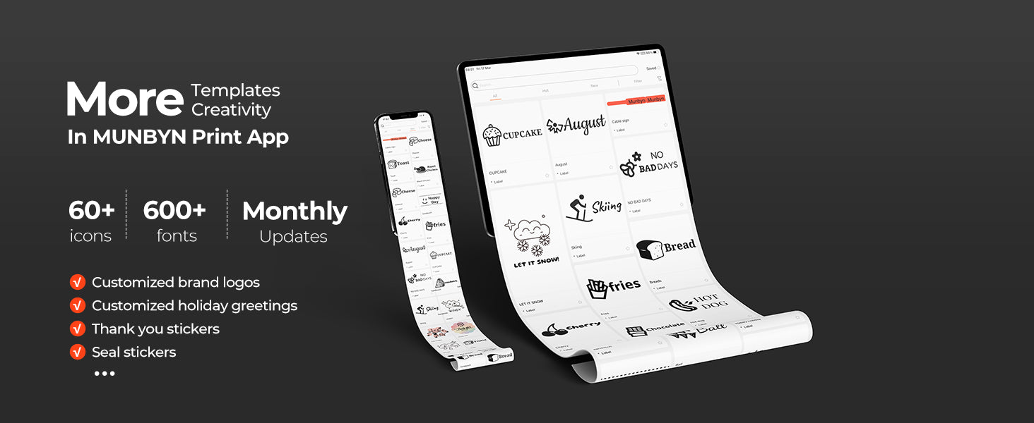 MUNBYN Print app provides a lot of label templates for users.
