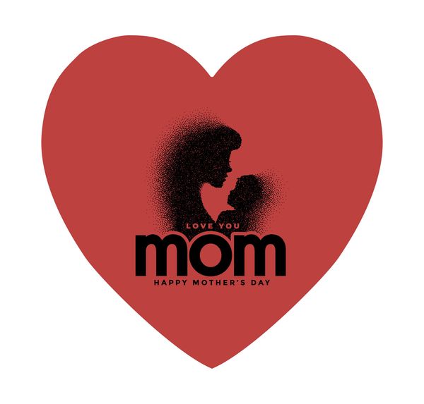 Mother's Day heart-shape template