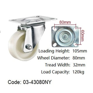 Ø80mm (3¾") Polyamide (Nylon) Wheel | 100KG Castors > EUROPEAN STYLE