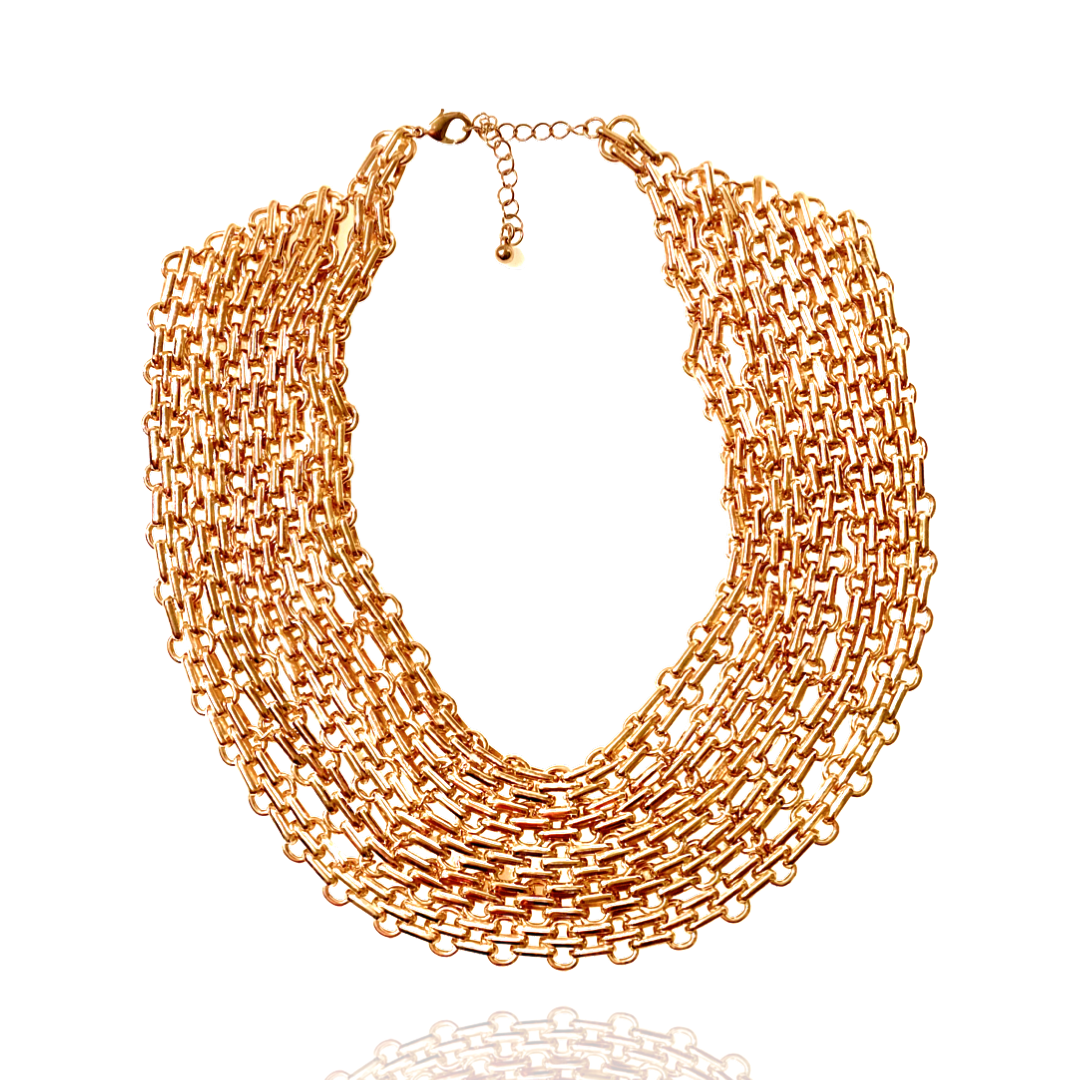 Multi Link Sheath Bib Chain Necklace