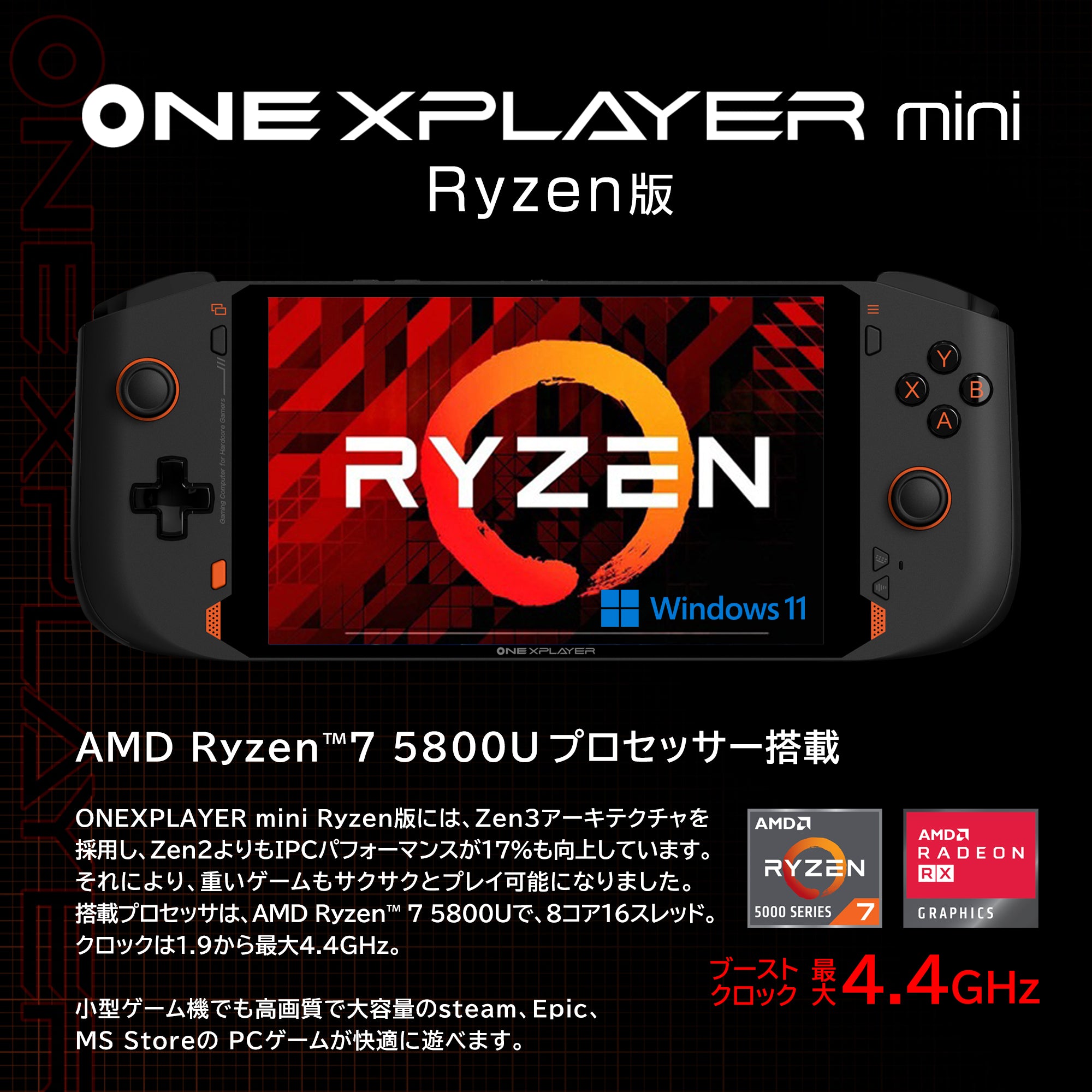 特典付き】ONEXPLAYER mini FHD(1920*1200) Ryzen 7 5800U 16GB/512GB ...