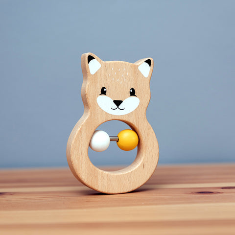 Wooden Fox Rattle for sensory play