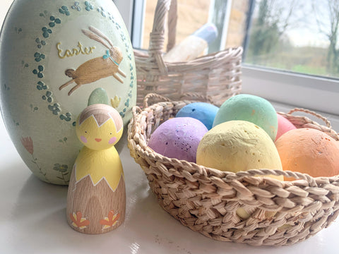 Easter gift ideas for kids: Chalk Eggs in a basket