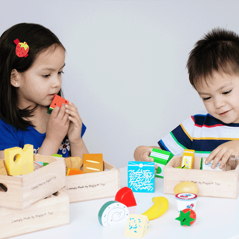 Children enjoying imaginary play with Healthy Food Toys