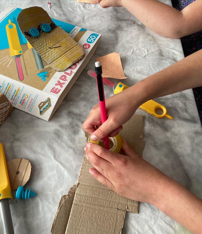 Children crafting with Makedo Explore Set