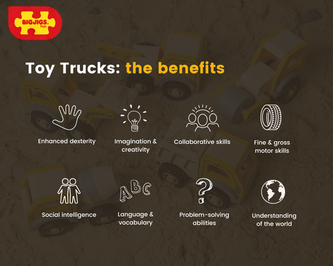 The benefits of toy trucks infographic