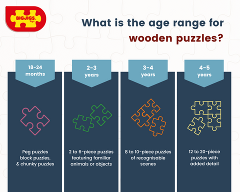 Kids age range for wooden puzzles infographic