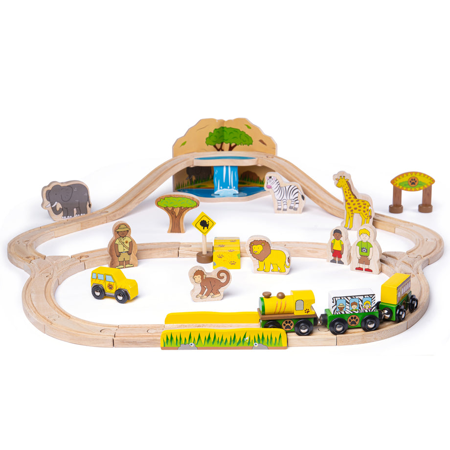 Tidlo Wooden Train Set (50pc) | Wooden Railway | Bigjigs Toys