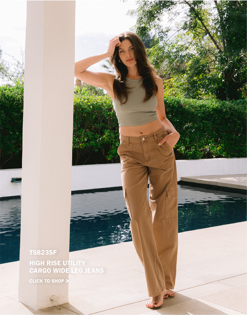 Editorial image of Sinopia Fresco - High Rise Utility Cargo Wide Jeans