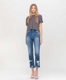 Tadow - Super High Rise Distressed Crop Straight Jeans