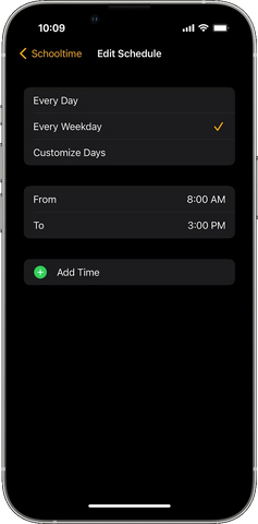 Apple Watch Schooltime schedule