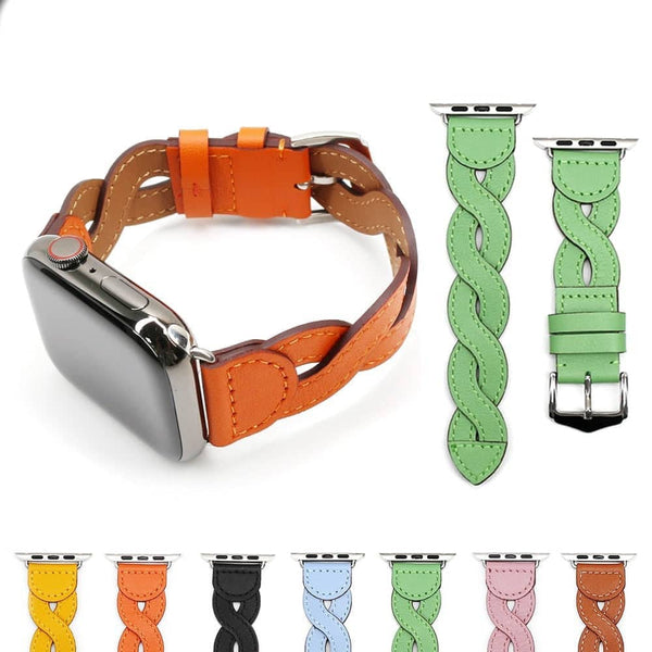 Braided Leather Apple Watch Straps In Candy Colors