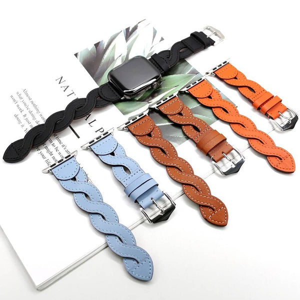 Braided Leather Apple Watch Straps In Candy Colors