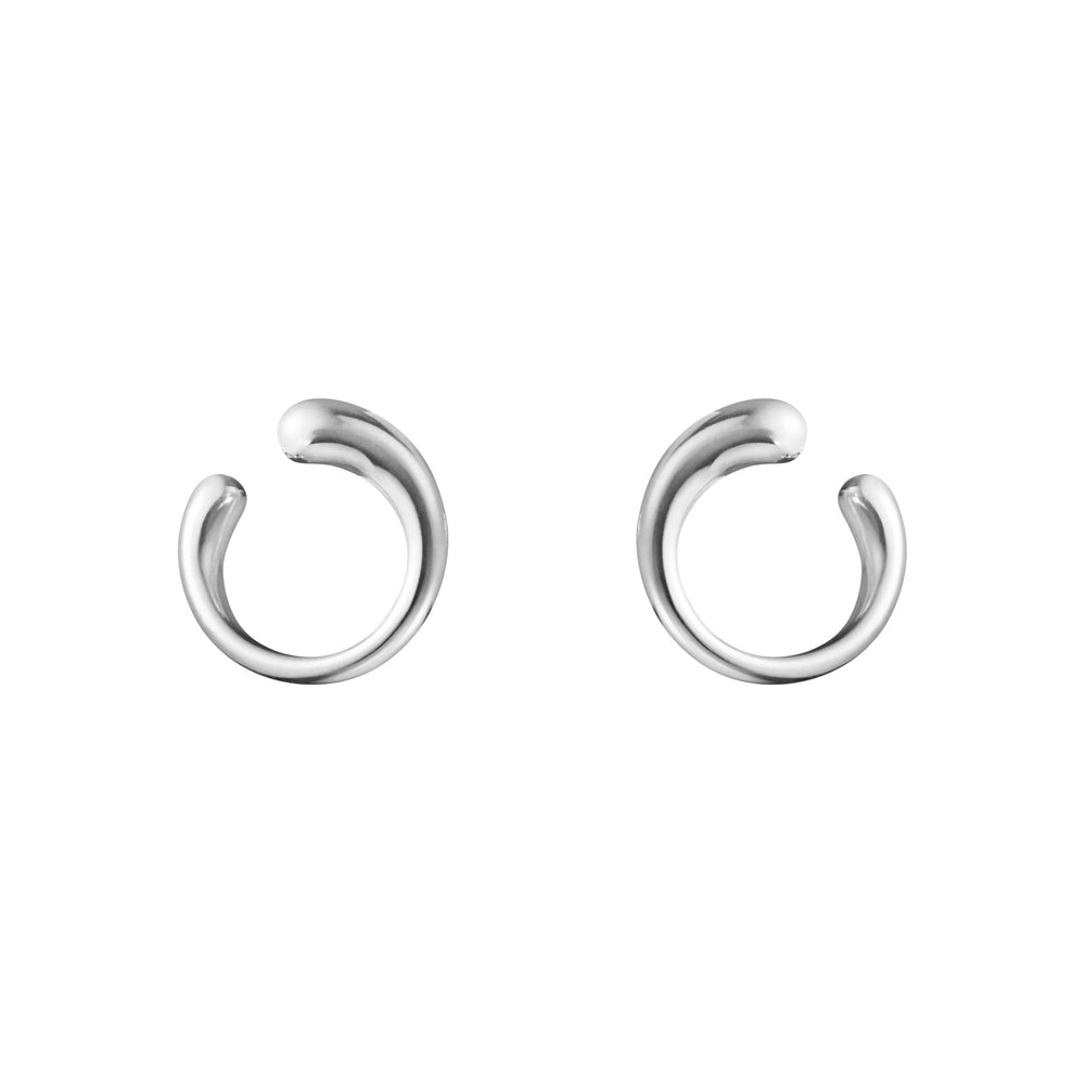 A pair of sterling silver round stud earrings.