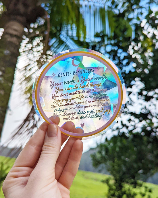 Gentle Reminders Rainbow Suncatcher Sticker Uplifting Mental Health &  Healing Gift, Positive Affirmations Rainbow Making Window Decals – Color  Oasis Hawaii