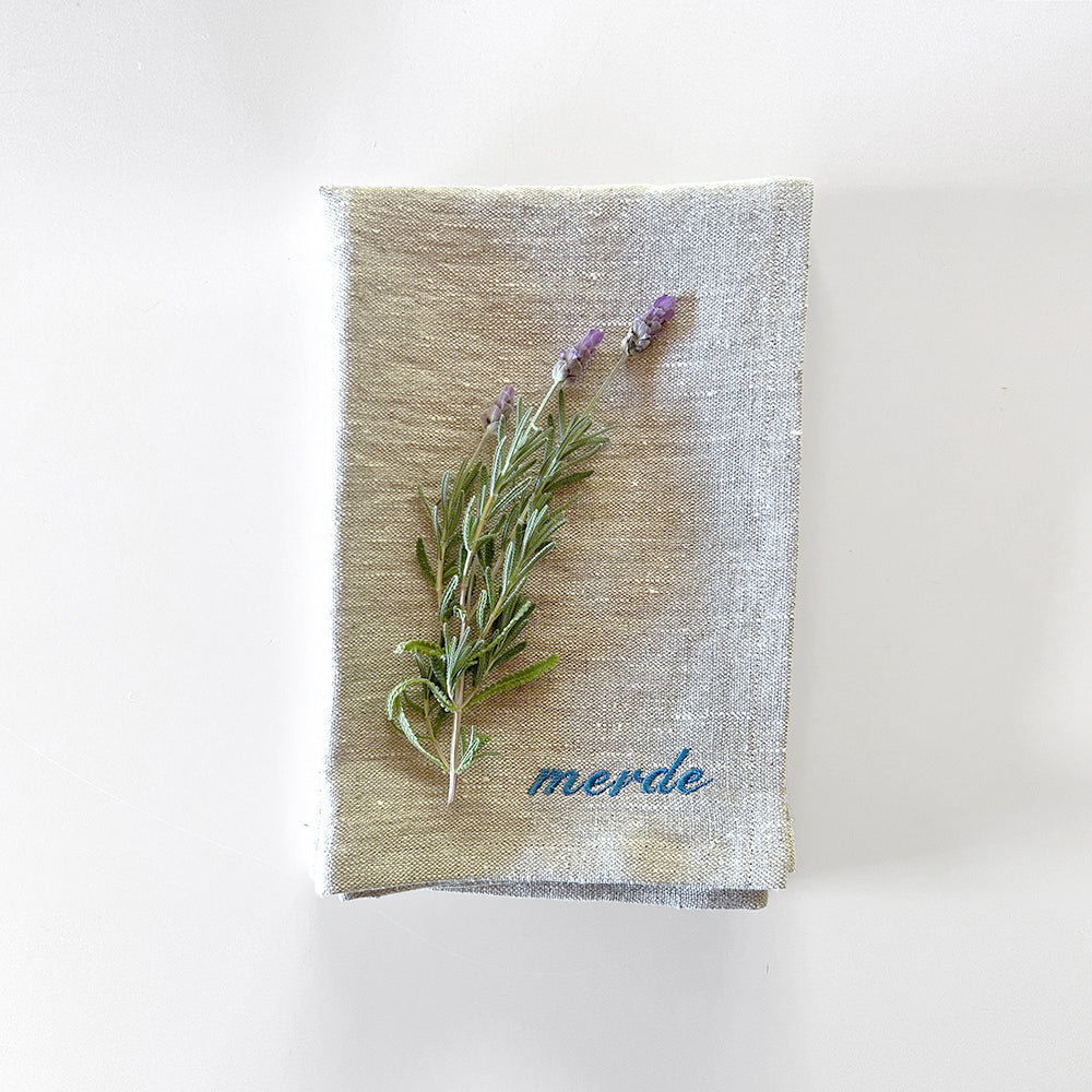 Embroidered Linen Napkins - Set of 6 - Two of each design - Norwegian Wood