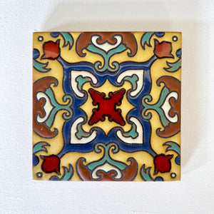 Malibu Tile Coasters - Set of 4 - "Mustard, Poppy & Ocean Blue"