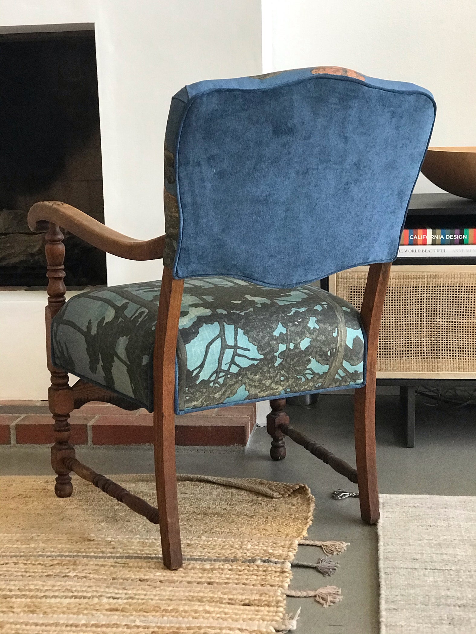 vintage wood upholstered chair