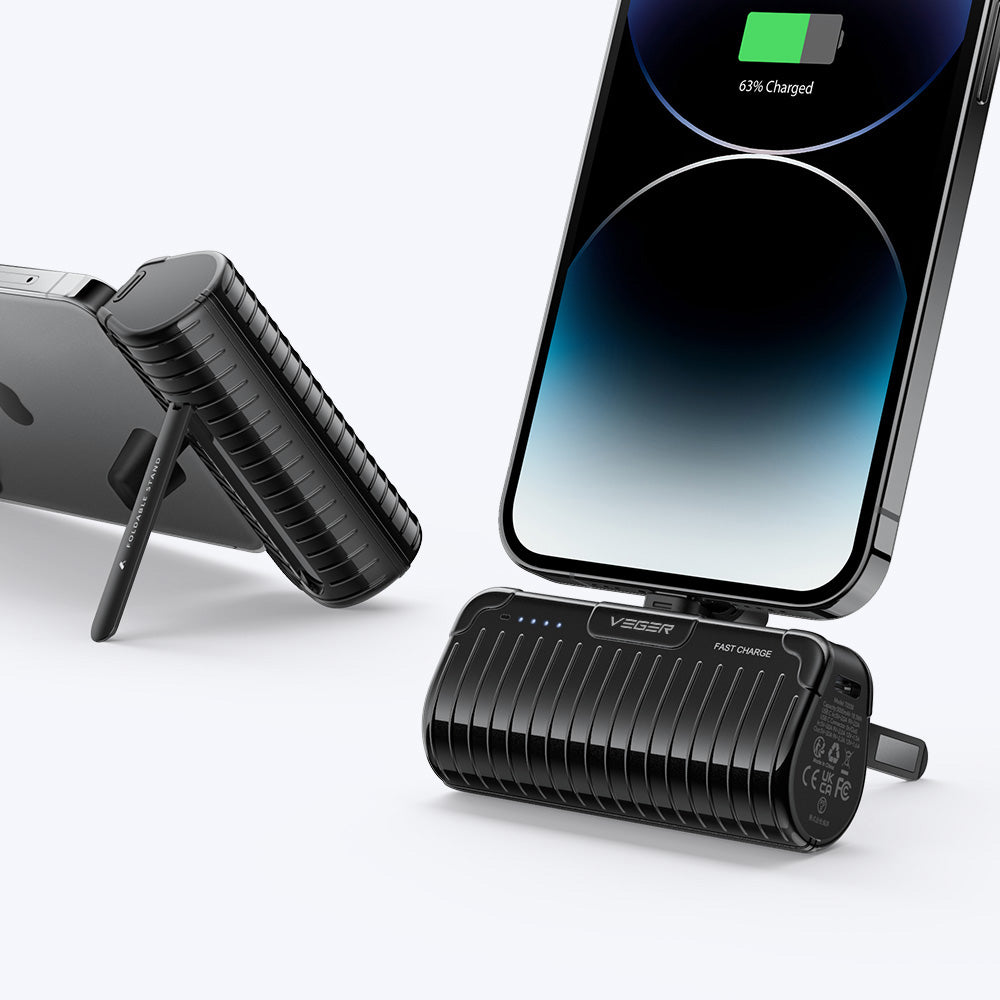 PlugOn L Built-in Connector Mini Fast Charging Power Bank -  Vegerpowerofficial