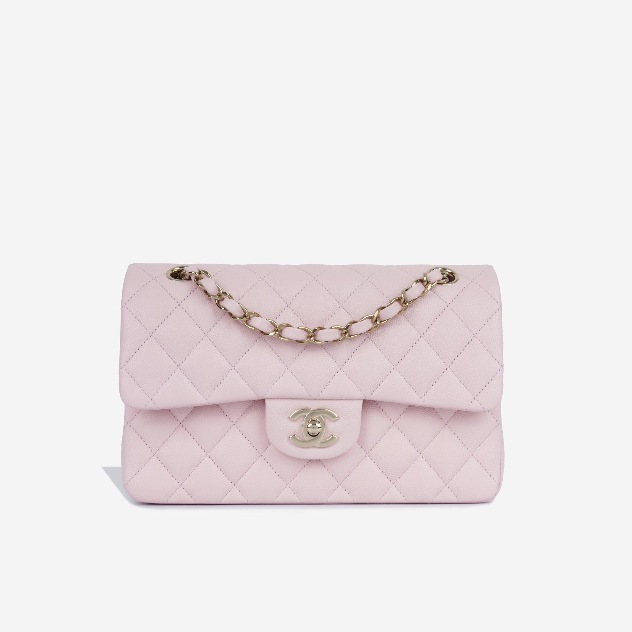 Chanel Small Classic Quilted Flap Mint Green Caviar Gold Hardware 22C   Coco Approved Studio