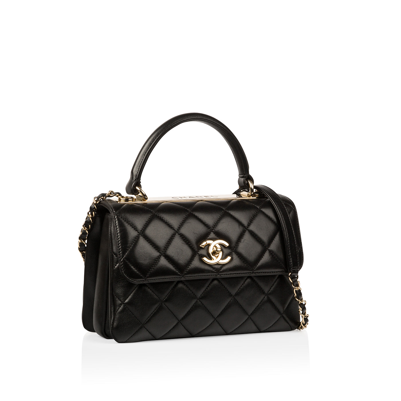 Túi chanel Trendy CC Flap Bag With Top Handle màu đen lamskin best quality