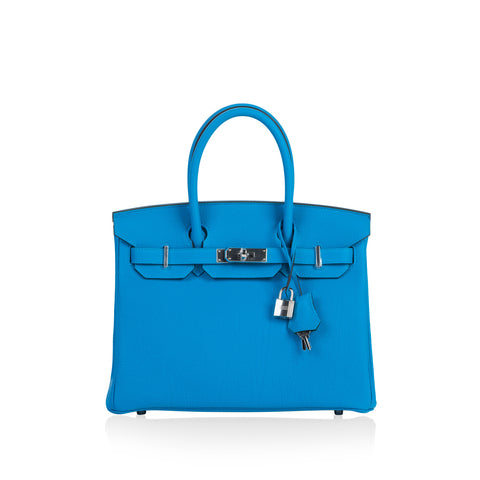 Hermès - Birkin 30cm - Blue Zanzibar Togo Leather - Palladium Hardware ...