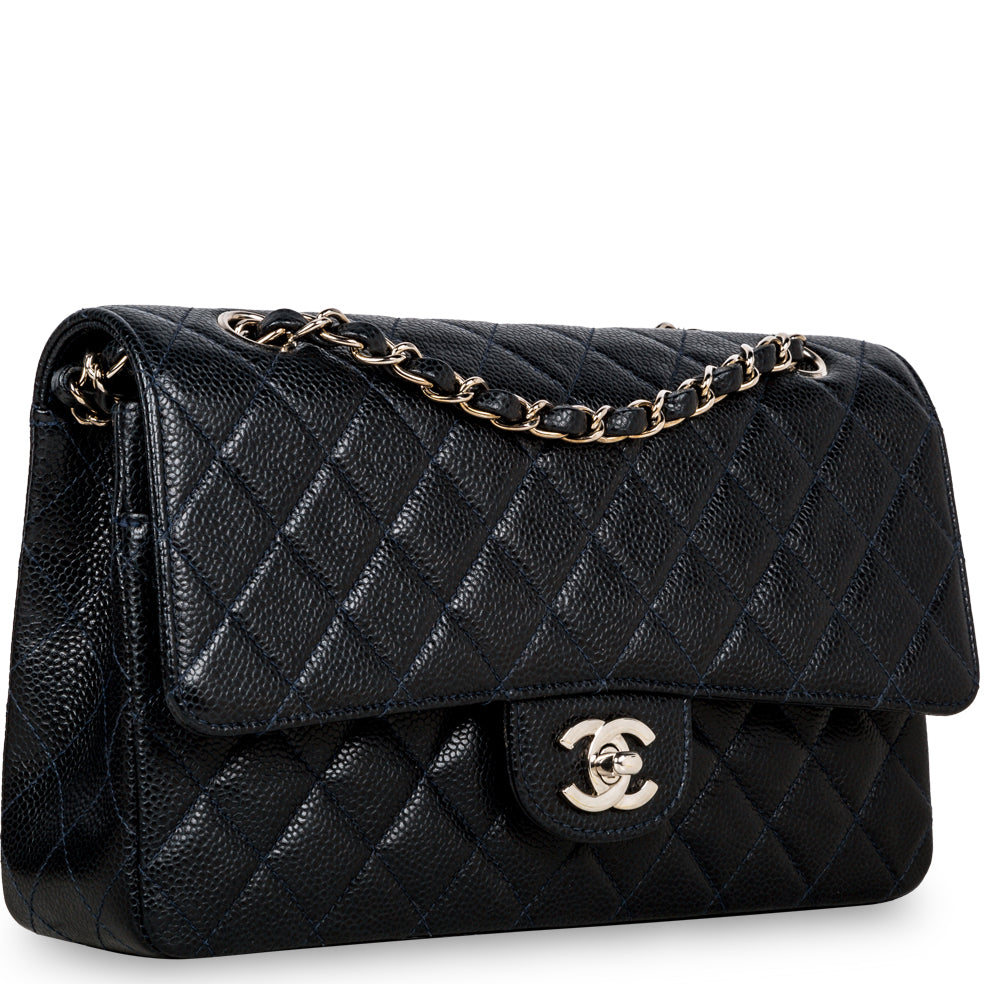 Chanel - Classic Flap Bag - Medium - Blue Caviar - SHW - Pre-Loved ...