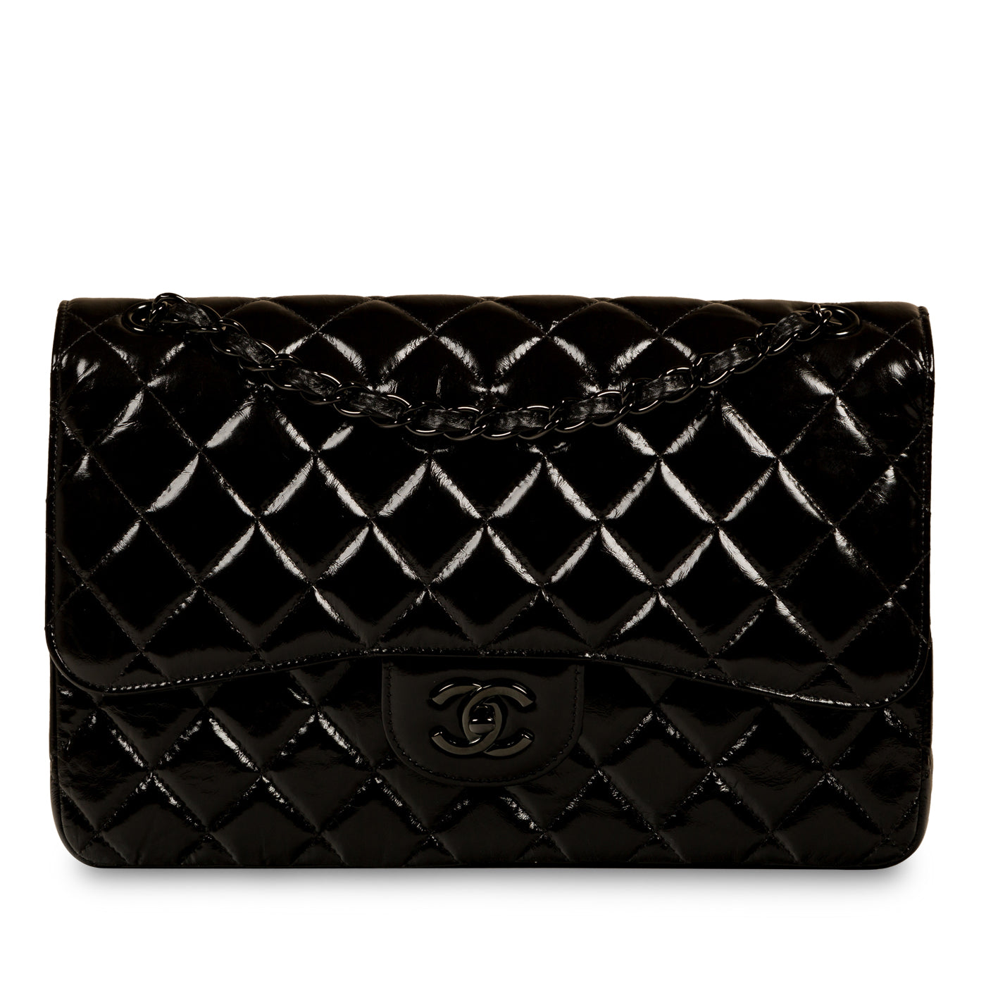 CHANEL 15S So Black Lambskin Chevron Medium Classic Double Flap Bag   Dearluxe