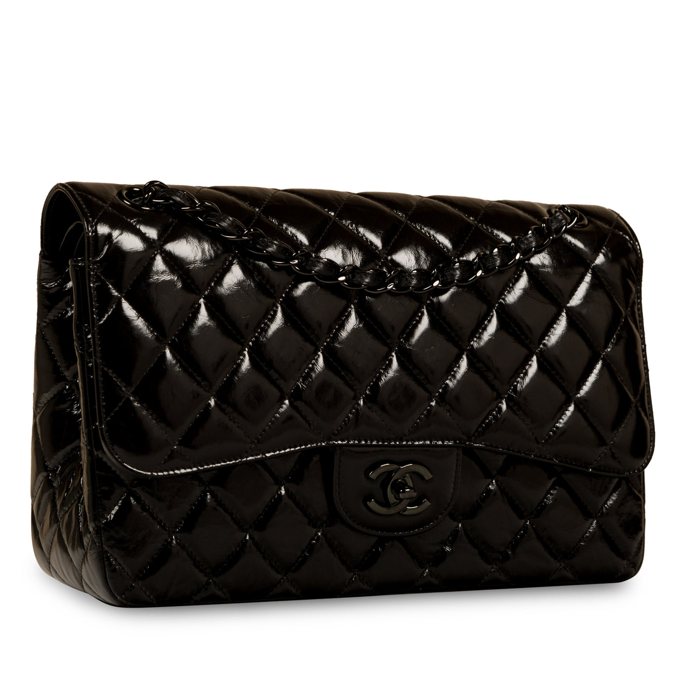 Chanel Classic Chevron ML Medium Double Flap So Black Lambskin  Coco  Approved Studio