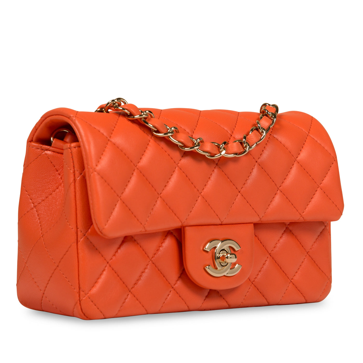 Chanel - Mini Rectangular Flap Bag - Orange - CGHW - Immaculate | Bagista