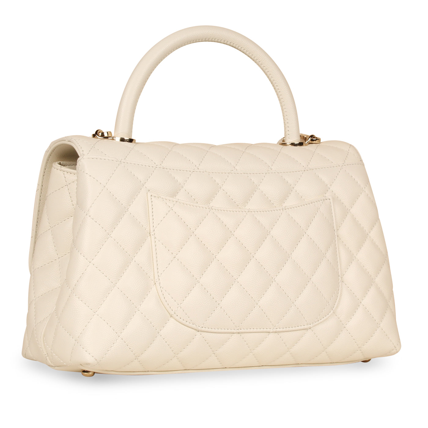 Chanel Coco Handle - Medium White Caviar - GHW | Bagista