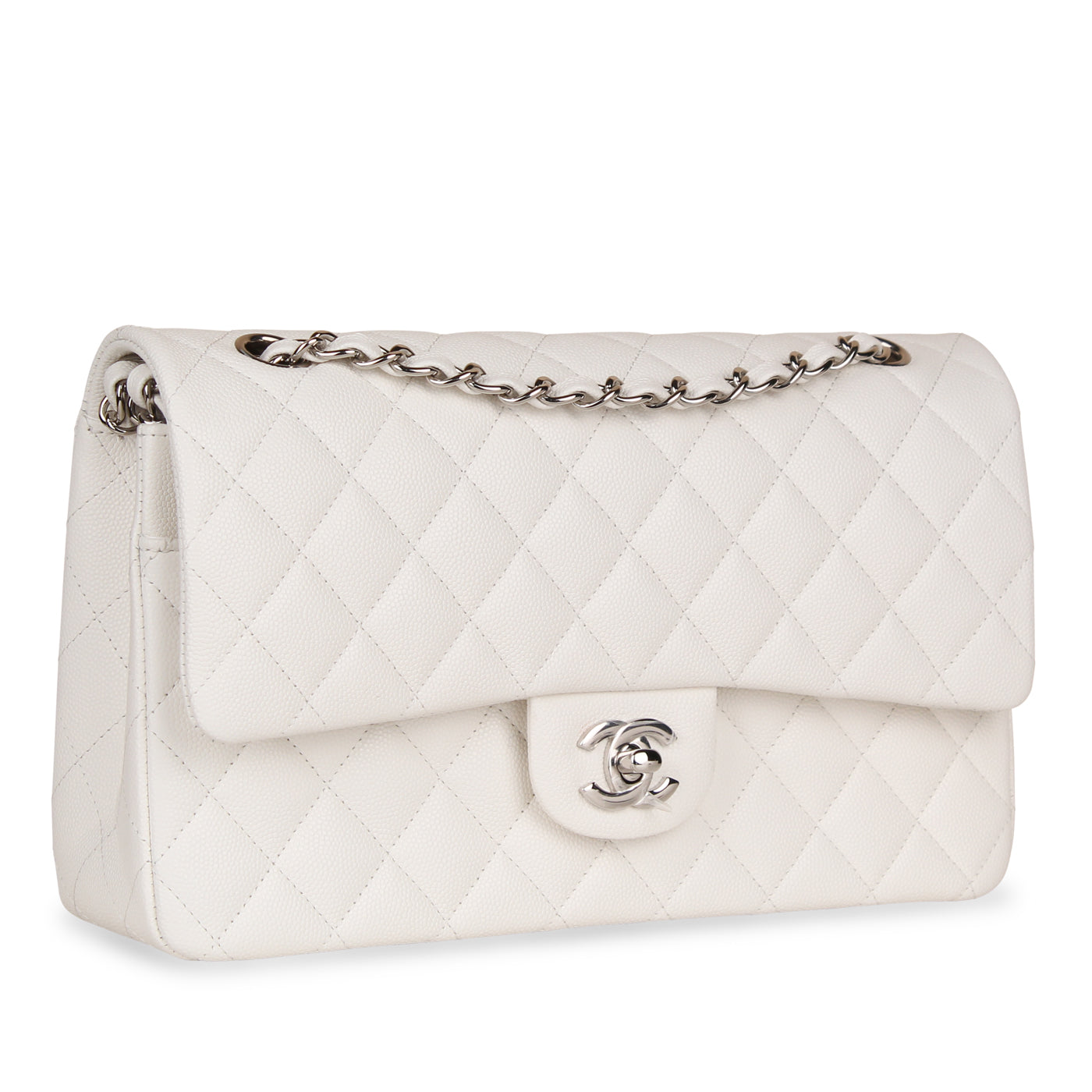 Small flap bag with top handle Shiny lambskin  goldtone metal white   Fashion  CHANEL