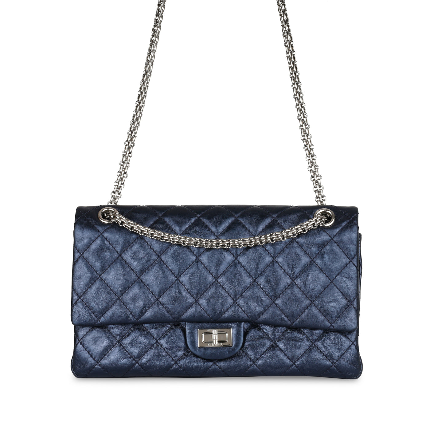 Chanel - 2.55 Re-issue Flap Bag - 226 - Navy Metallic RHW - Excellent ...